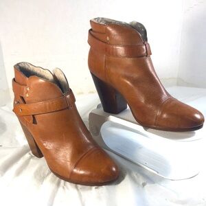 Rag & None Harrow Women’s Cognac Brown Leather Slip On Fleece Lined Ankle Boots